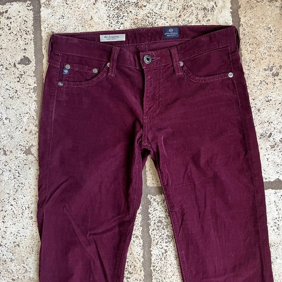 Ag skinny jeans pants size 26 corduroy, wine, burgundy, red colored - Picture 3 of 7